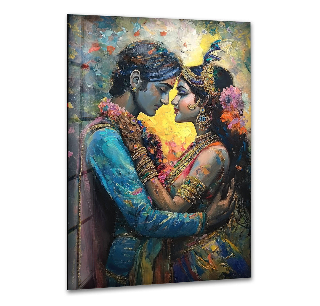 RadhaKrishna God Glass Wall Art print picture on glass, Tempered Glass Wall Art
