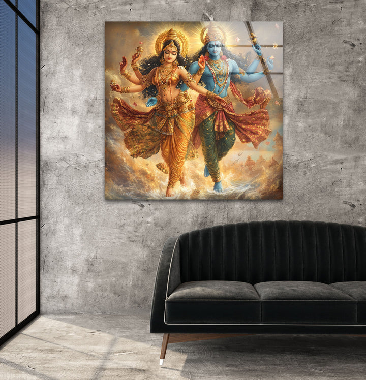 Radhakrishna Glass Wall Art print on glass, glass printed photos
