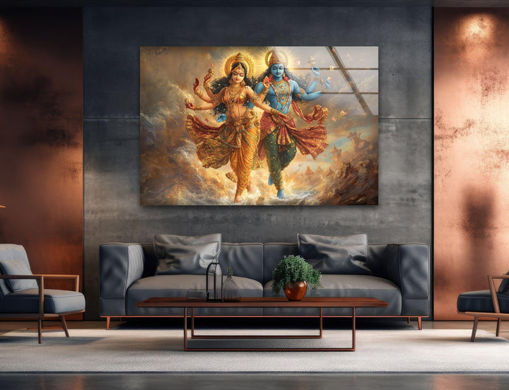 Radhakrishna Glass Wall Art glass art painting, glass art for the Wall
