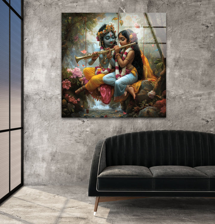 Radha Krsihna Glass Wall Art custom glass photo prints, large glass prints

