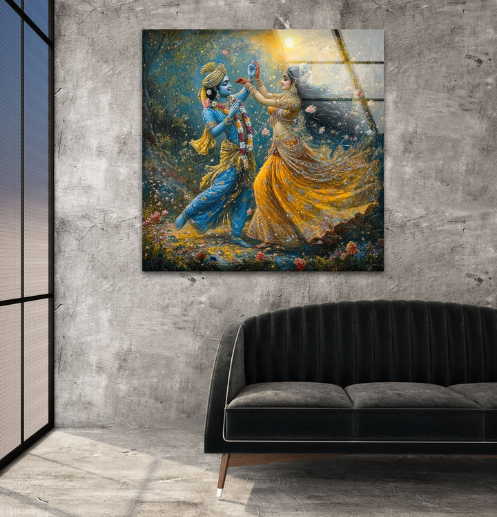 RadhaKrishna Glass Wall Art Glass Printing Wall Art, Print photos on glass
