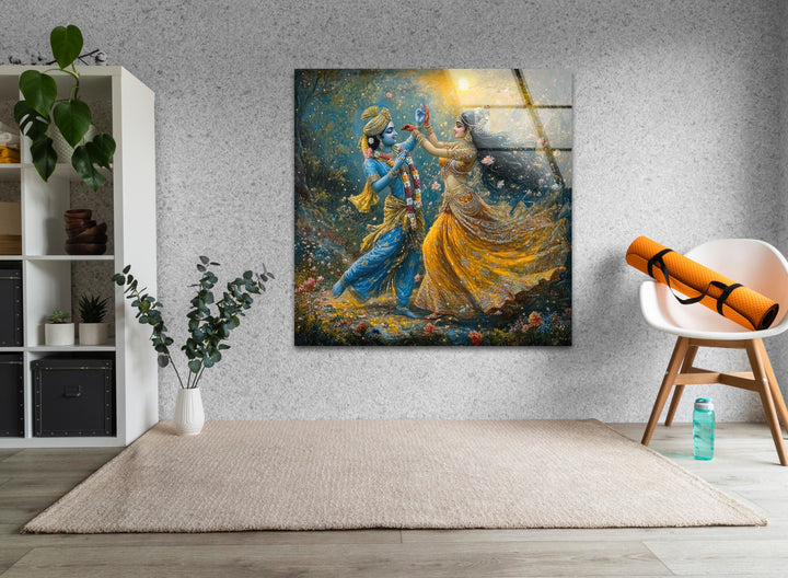 RadhaKrishna Glass Wall Art glass photo prints, glass picture prints
