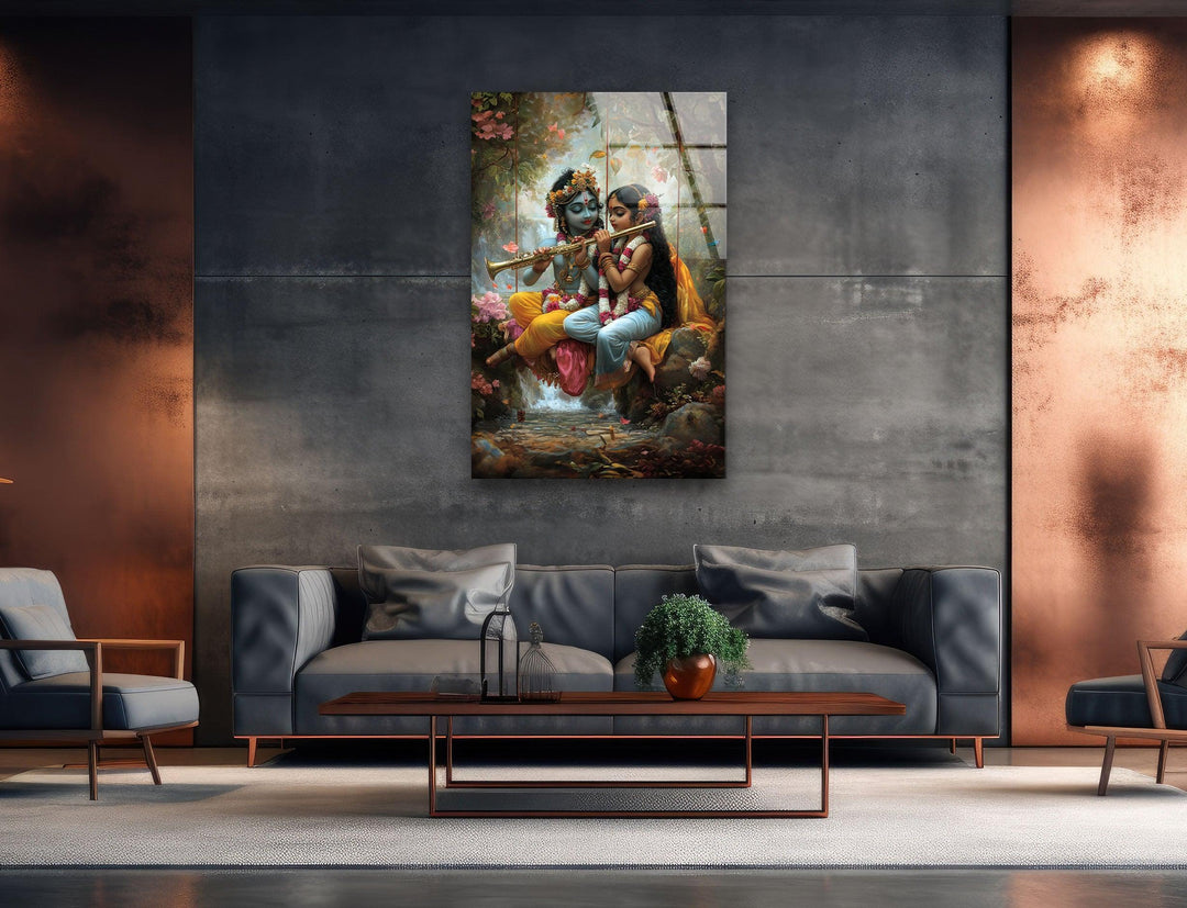Radha Krsihna Glass Wall Art glass image printing, glass prints from photos
