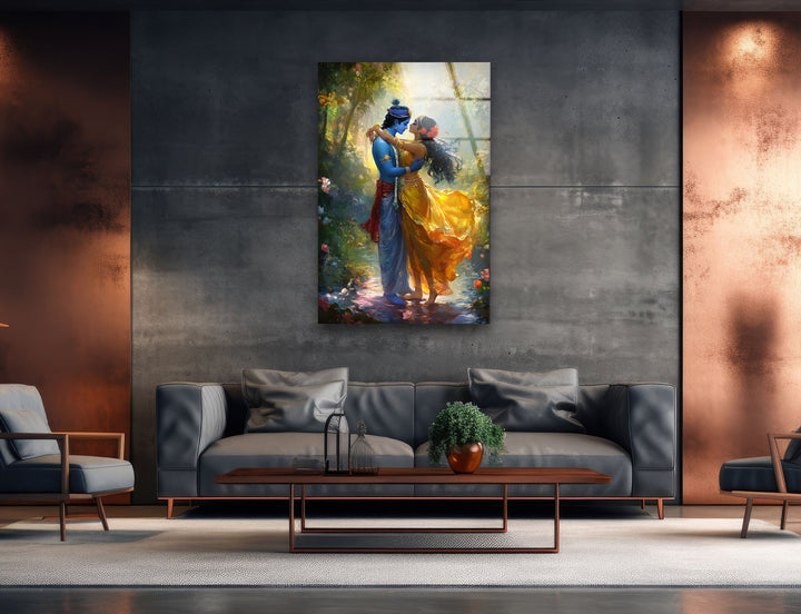 Radha Krsihna God Glass Wall Artpicture on glass wall art, photos printed on glass
