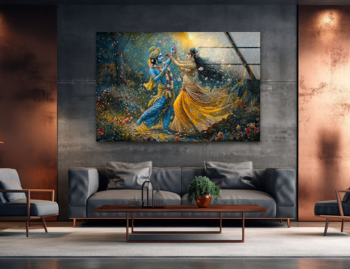 RadhaKrishna Glass Wall Art custom glass pictures, glass art prints
