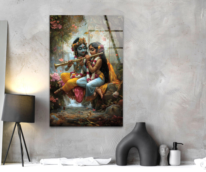 Radha Krsihna Glass Wall Art glass pictures for Wall, glass prints wall art
