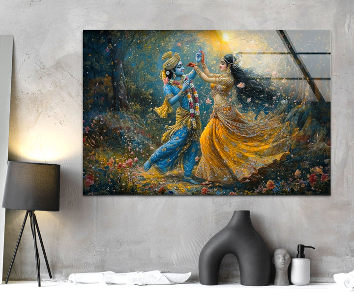 RadhaKrishna Glass Wall Art photo print on glass, prints on glass wall art

