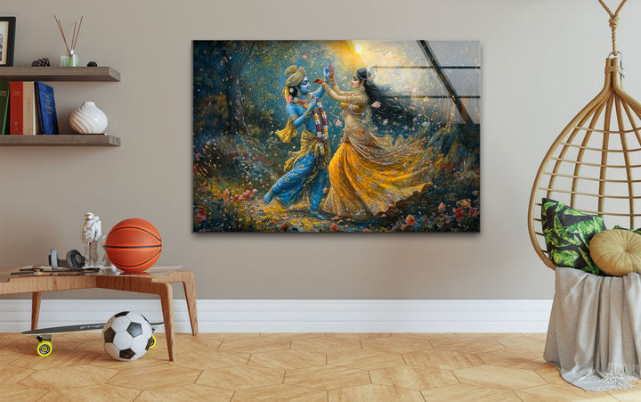 RadhaKrishna Glass Wall Art large glass photo prints, glass wall photos
