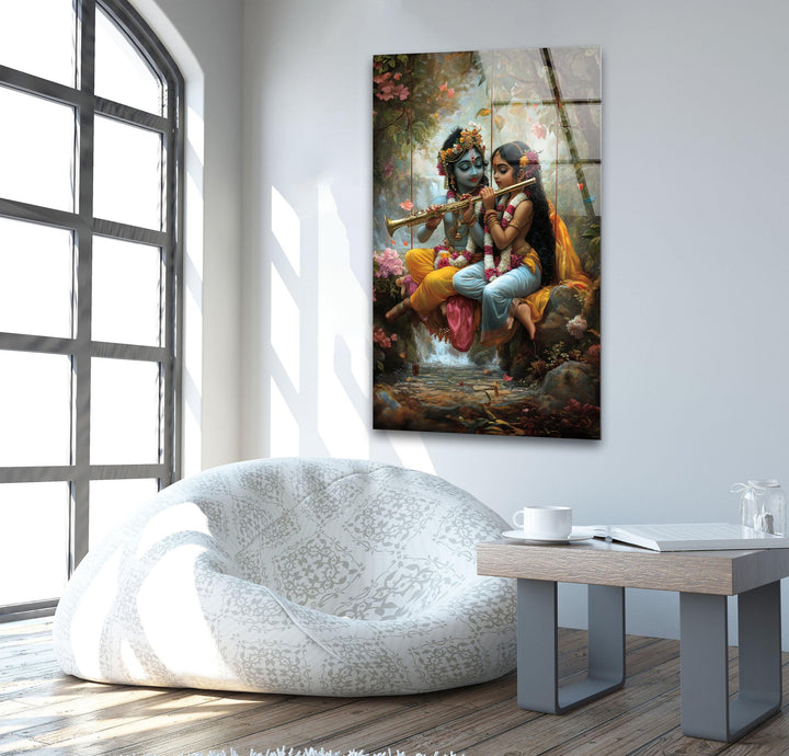 Radha Krsihna Glass Wall Art photo print on glass, prints on glass wall art

