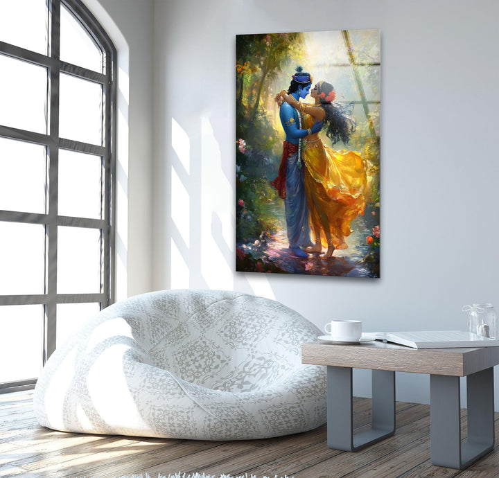 Radha Krsihna God Glass Wall Art glass wall decor, glass wall art decor
