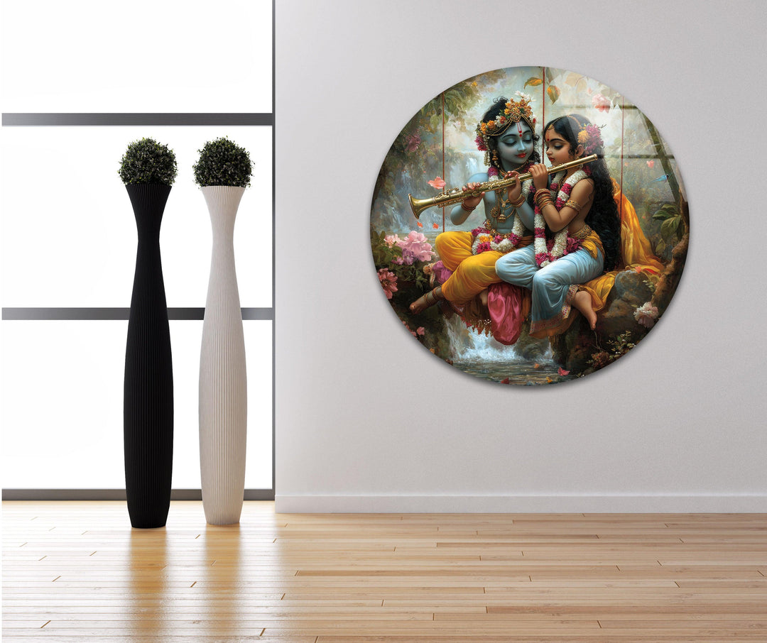 Radha Krsihna Glass Wall Art large glass photo prints, glass wall photos
