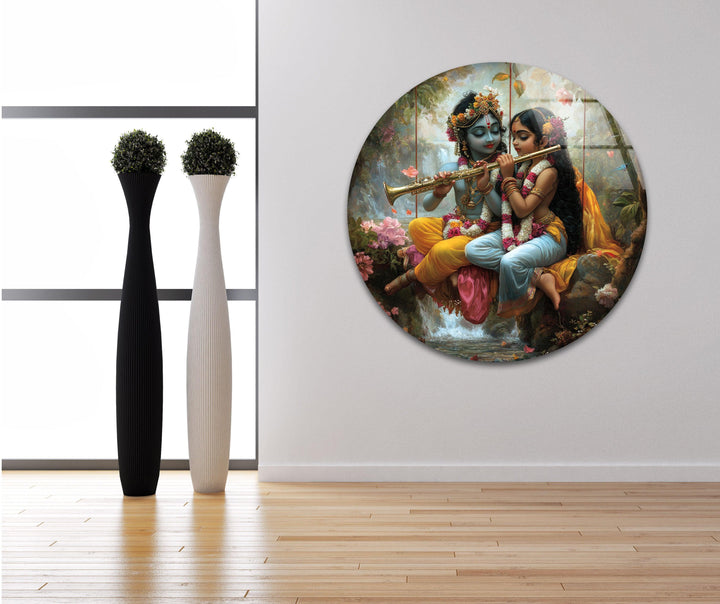 Radha Krsihna Glass Wall Art large glass photo prints, glass wall photos
