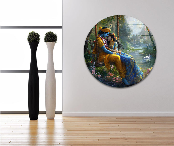 God Radha Krishna Glass Wall Art stained glass wall art, stained glass wall decor
