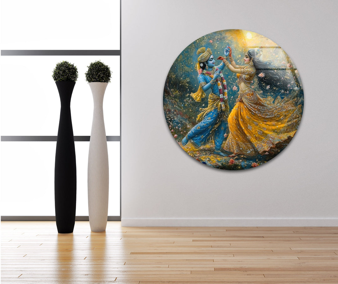 RadhaKrishna Glass Wall Art picture on glass wall art, photos printed on glass
