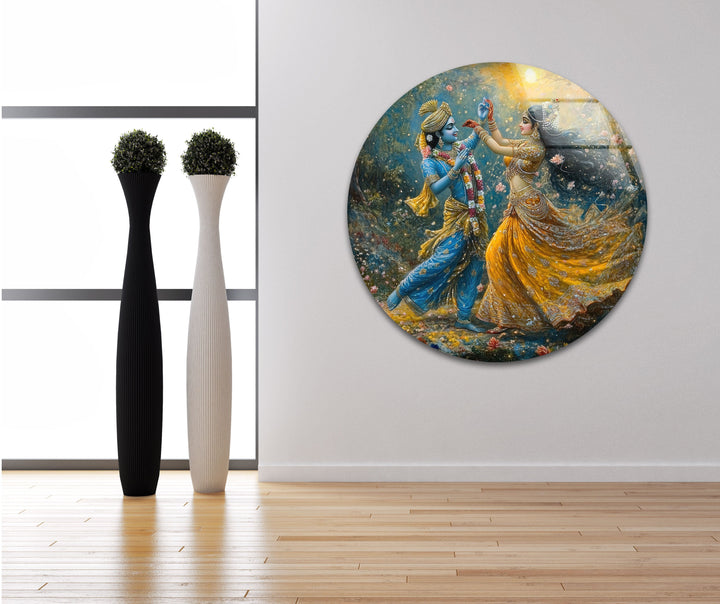 RadhaKrishna Glass Wall Art picture on glass wall art, photos printed on glass
