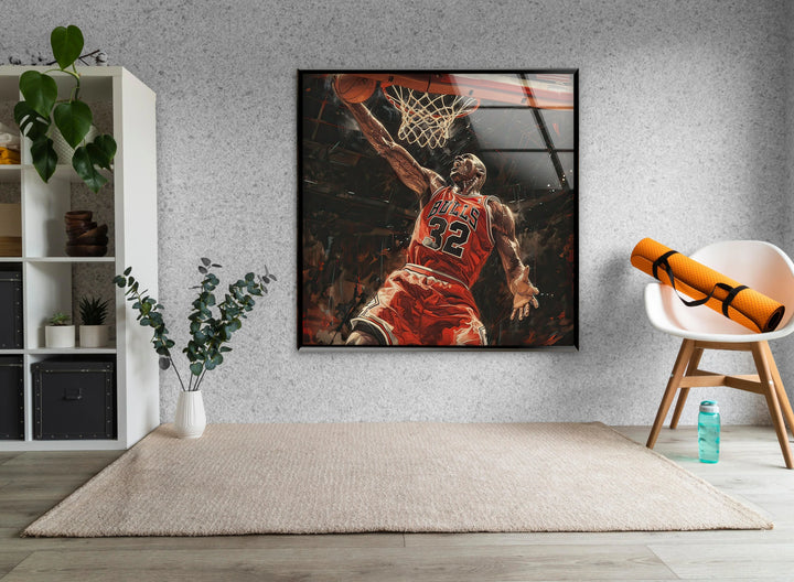Michael Jordan Basketball Glass Wall Art Glass Printing Wall Art, Print photos on glass
