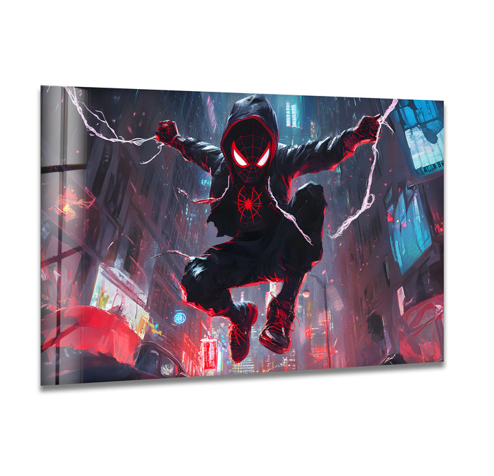 Spider-Man-Wandkunst aus Glas – City Battle