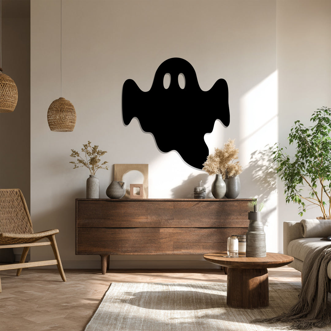 Reflective ghost metal mirror for Halloween interior design