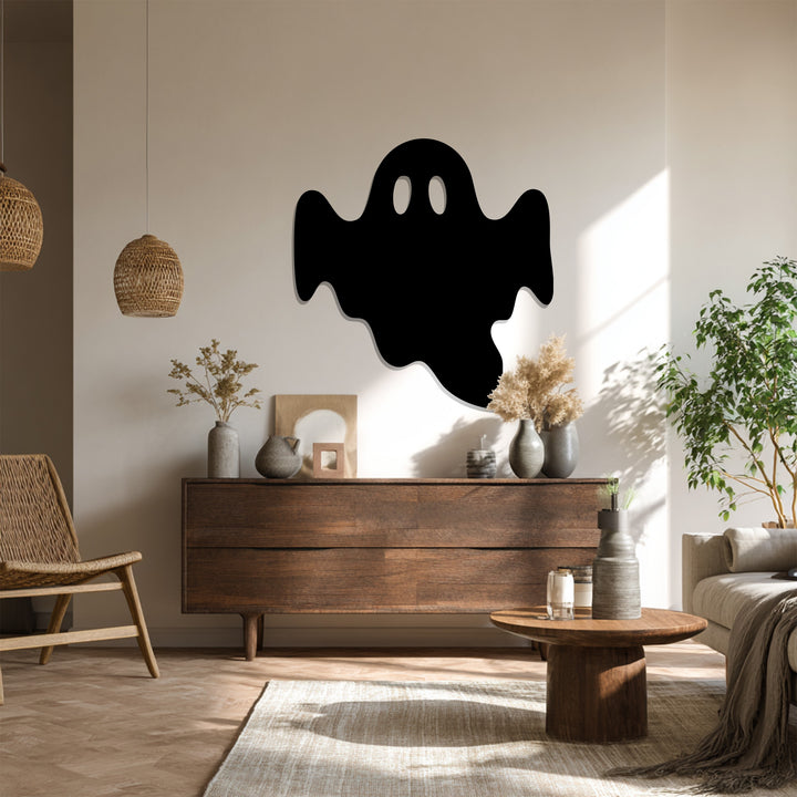 Reflective ghost metal mirror for Halloween interior design