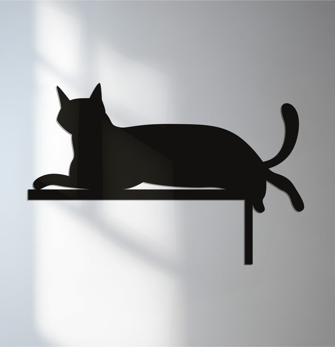 Relaxed cat metal wall art for modern home decoration