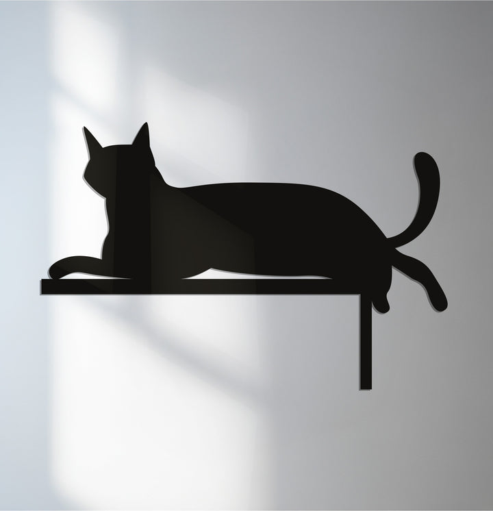 Relaxed cat metal wall art for modern home decoration
