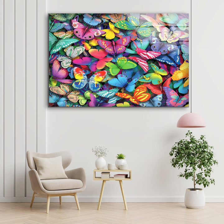 Colorful Butterflies Glass Wall Art art glass wall art, glass wall art pictures