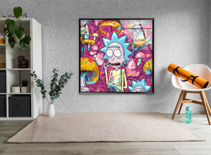 Surreal Rick Sanchez Oil Painting Glass Wall Art print on glass, glass printed photos
