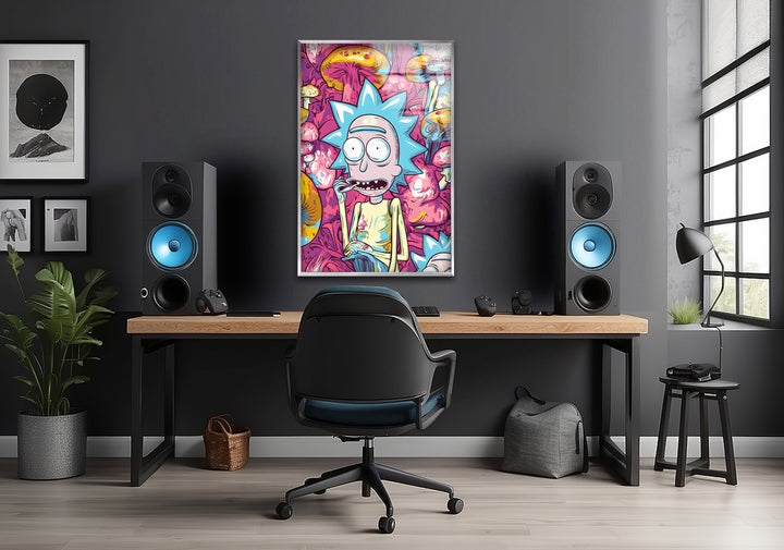Surreal Rick Sanchez Oil Painting Glass Wall Art glass wall decor, glass wall art decor
