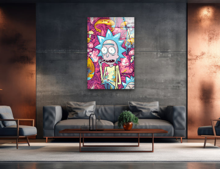 Surreal Rick Sanchez Oil Painting Glass Wall Art glass art painting, glass art for the Wall
