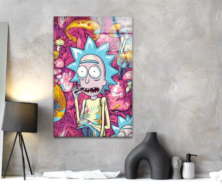Surreal Rick Sanchez Oil Painting Glass Wall Art Glass Printing Wall Art, Print photos on glass
