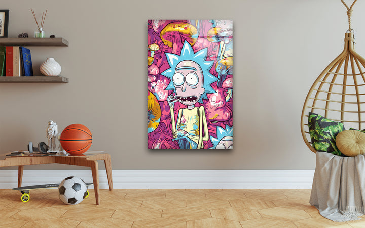 Surreal Rick Sanchez Oil Painting Glass Wall Art glass photo prints, glass picture prints
