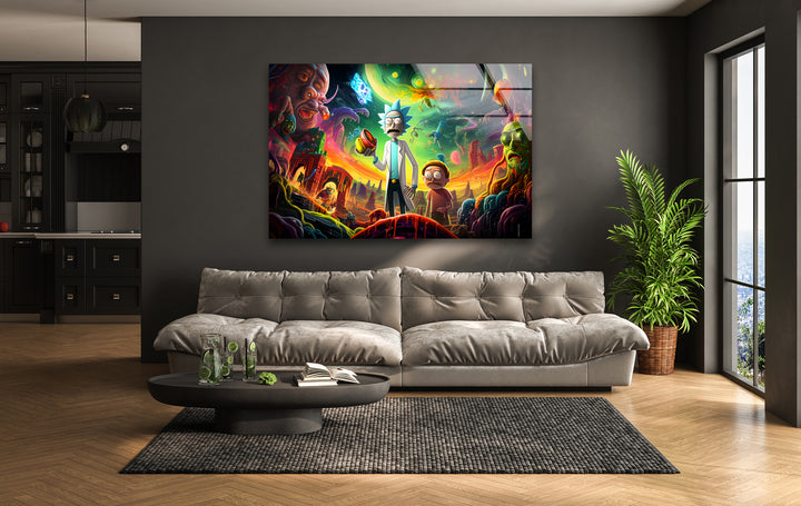 Rick and Morty in Another Universe Glass Wall Art picture on glass wall art, photos printed on glass
