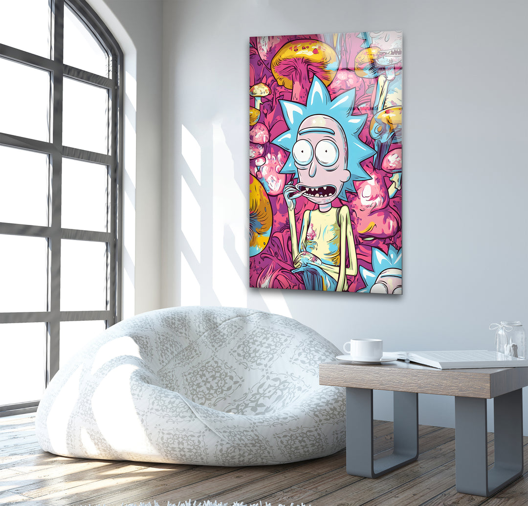 Surreal Rick Sanchez Oil Painting Glass Wall Art stained glass wall art, stained glass wall decor
