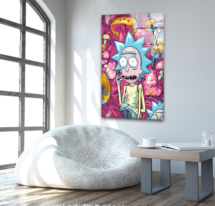 Surreal Rick Sanchez Oil Painting Glass Wall Art stained glass wall art, stained glass wall decor
