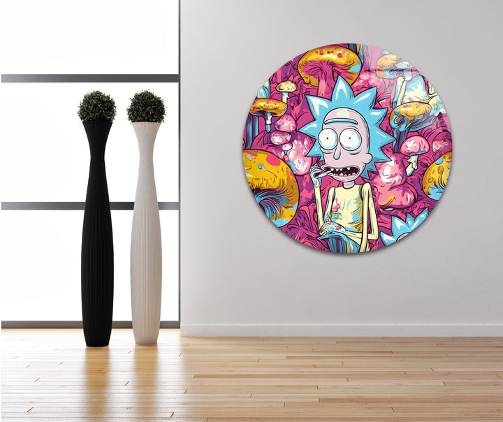 Surreal Rick Sanchez Oil Painting Glass Wall Art art glass wall art, glass wall art pictures
