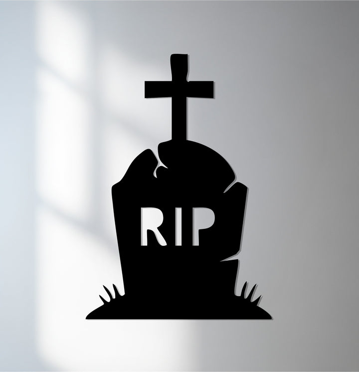 RIP metal wall art tombstone design for Halloween décor