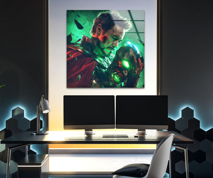 Doctor Doom Robert Downey Jr Glass Wall Art custom glass photo prints, large glass prints
