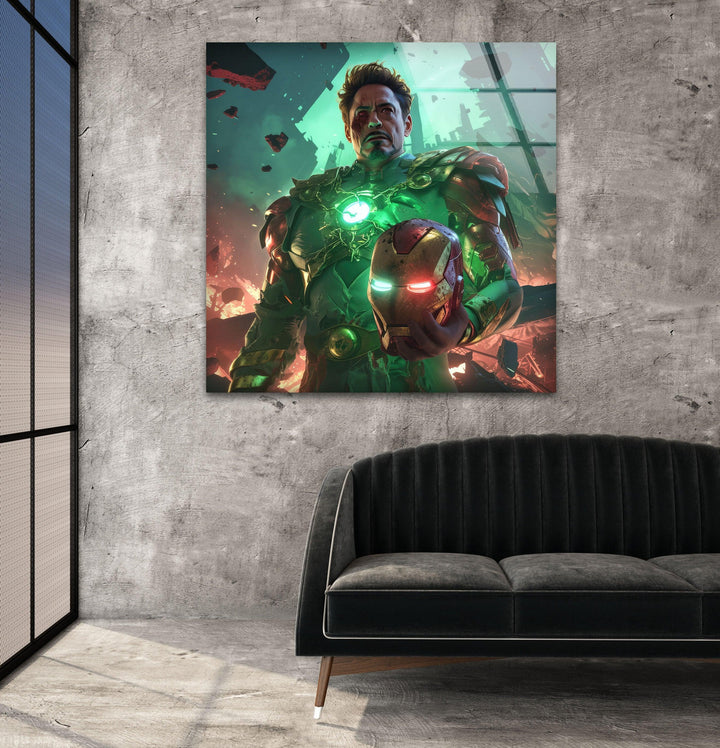 Robert Downey Jr Dr. Doom Glass Wall Art photo print on glass, prints on glass wall art

