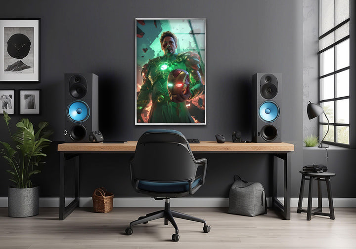 Robert Downey Jr Dr. Doom Glass Wall Art picture on glass wall art, photos printed on glass
