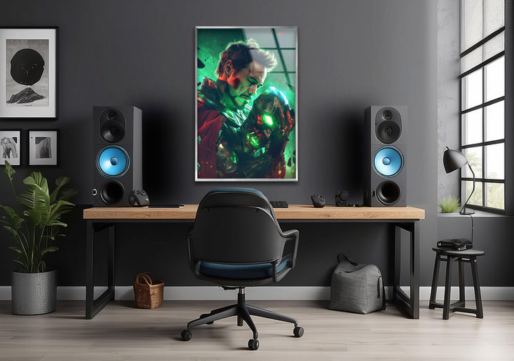 Doctor Doom Robert Downey Jr Glass Wall Art picture on glass wall art, photos printed on glass
