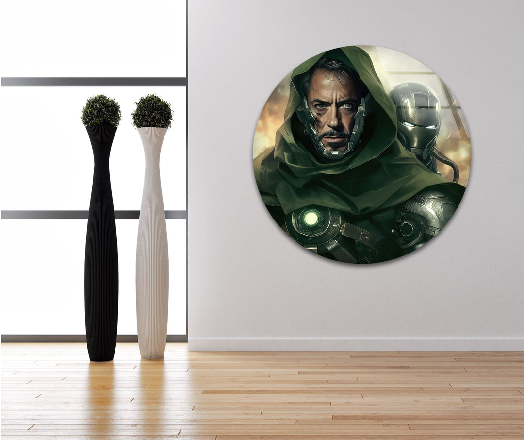 Robert Downey Doctor Doom Glass Wall Art photo print on glass, prints on glass wall art
