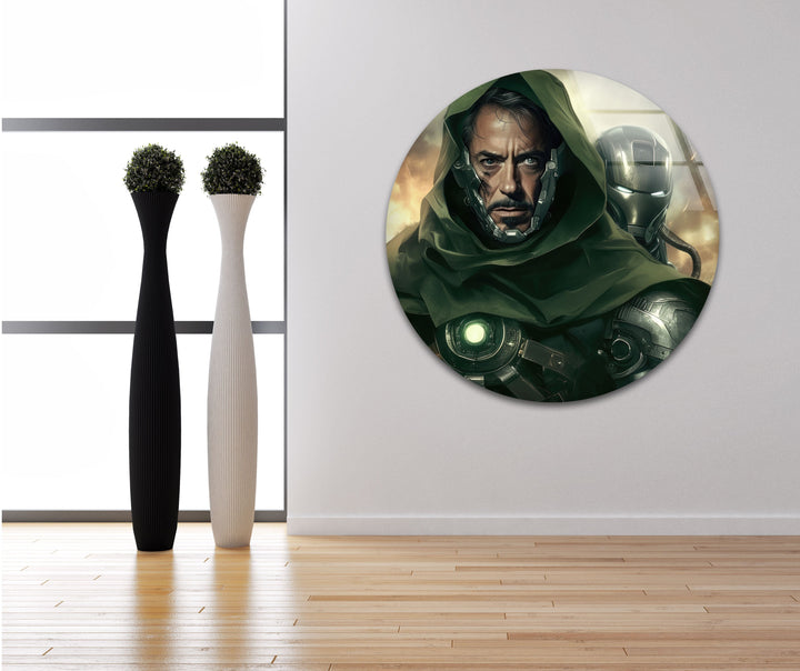 Robert Downey Doctor Doom Glass Wall Art photo print on glass, prints on glass wall art
