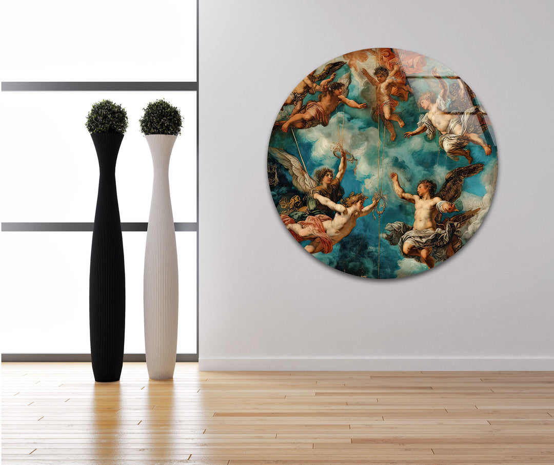 Rococo Painting Glass Wall Art print picture on glass, Tempered Glass Wall Art
