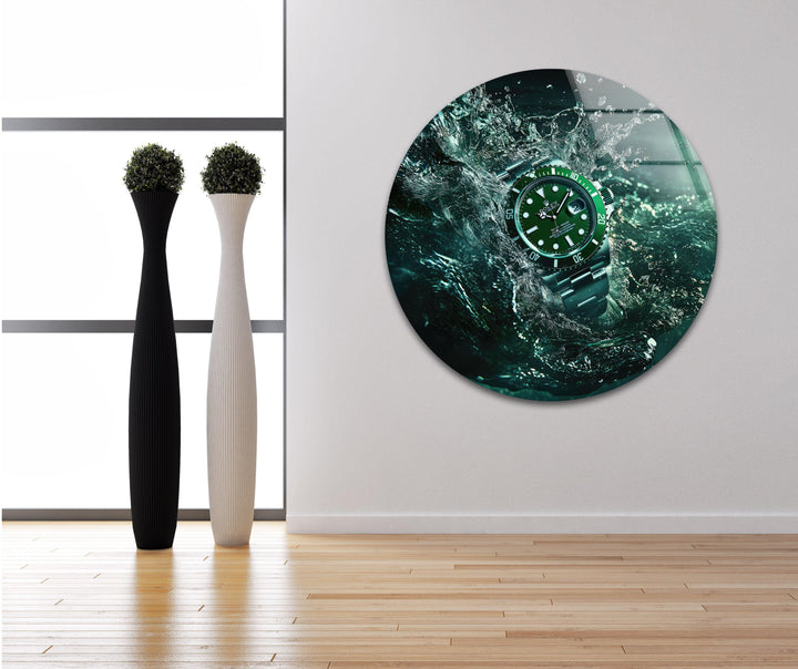 Rolex Watch Green Glass Wall Art stained glass wall art, stained glass wall decor
