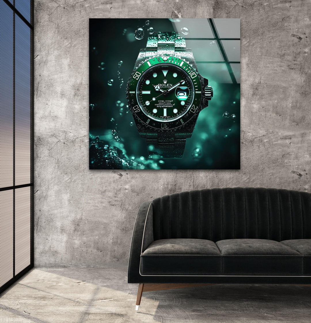 Rolex Green Watch Glass Wall Art glass photo prints, glass picture prints
