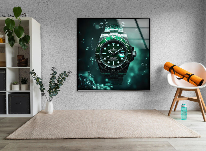 Rolex Green Watch Glass Wall Art glass image printing, glass prints from photos
