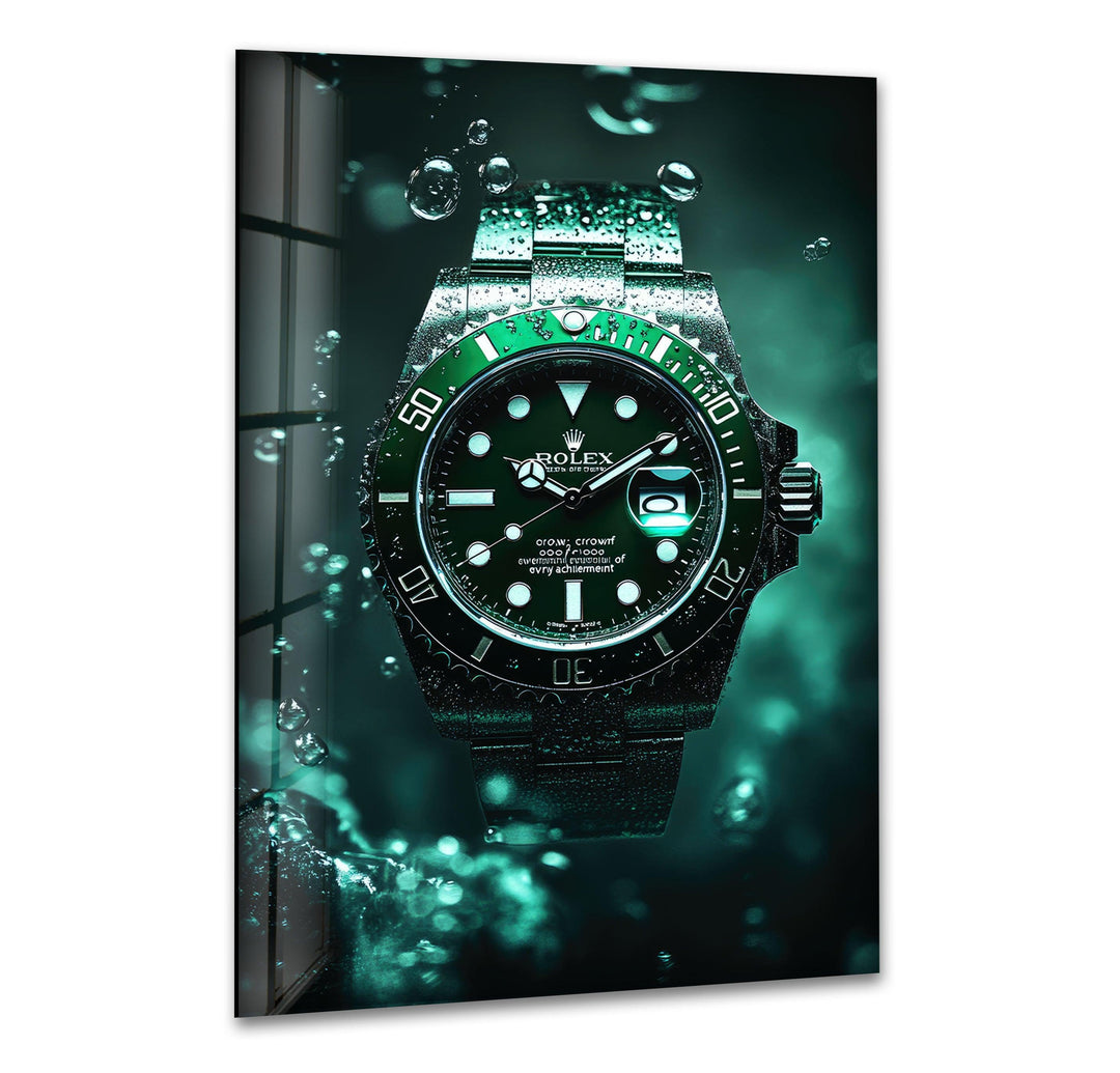 Rolex Green Watch Glass Wall Art art glass wall art, glass wall art pictures
