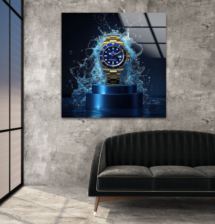 Gold Rolex Watch Glass Wall Art Glass Printing Wall Art, Print photos on glass
