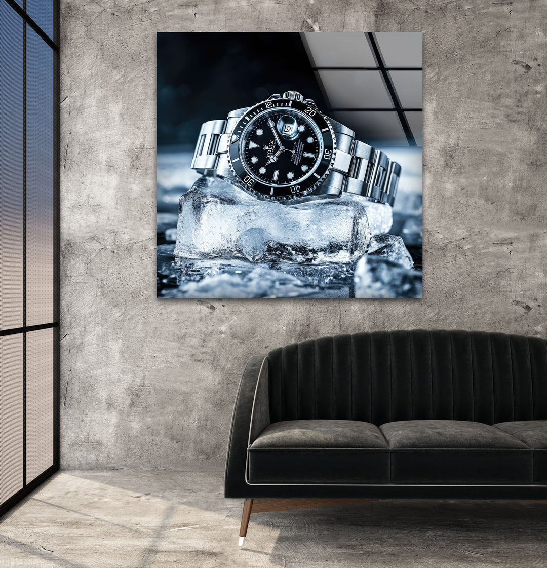 Rolex Watch Ice Glass Wall Art
