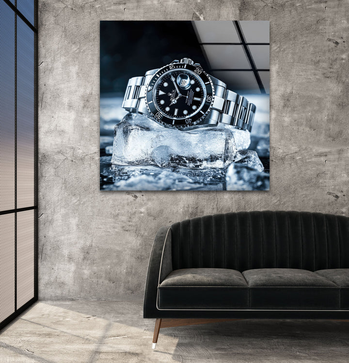 Rolex Watch Ice Glass Wall Art